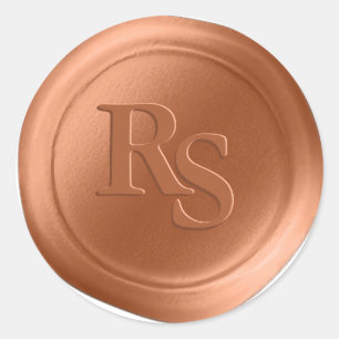 Terracotta Double Monogram Imitate Wachs Siegel St Runder Aufkleber