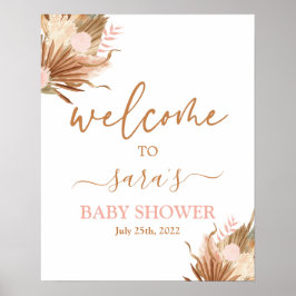 Terracotta Dried Palms Baby Dusche Begrüßungszeich Poster