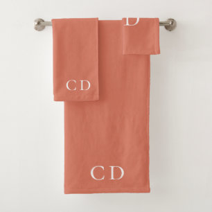 Terracotta-Dusty-Earth-Monogramm-Initialen Badhandtuch Set