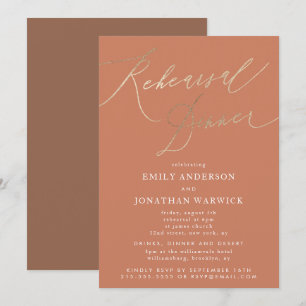Terracotta Dusty Orange Elegante Hochzeit Probe Einladung