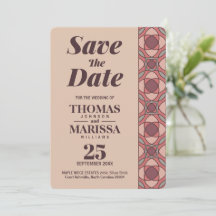 Terracotta & Dusty Rose Art Deco Save the Date QR