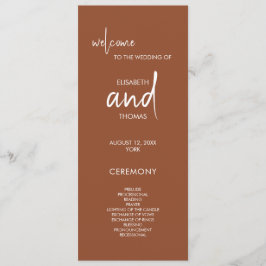 Terracotta Einfache Hochzeit Programm