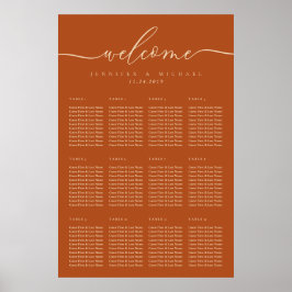 Terracotta Einfache Hochzeitssitze Tischnummern Poster