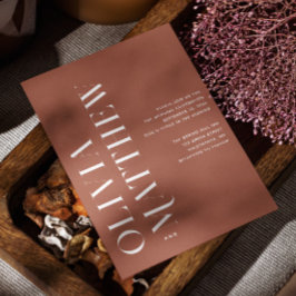 Terracotta einfache minimalistische Hochzeit + QR  Einladung