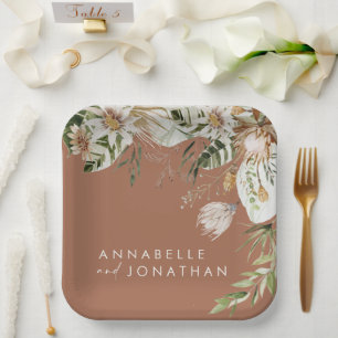 Terracotta einfaches botanisches, modernes, elegan pappteller