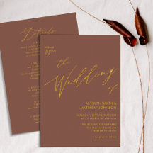 Terracotta Elegant Gold Script in einer Hochzeit