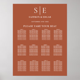 Terracotta Elegant Monogram Wedding Chart Poster