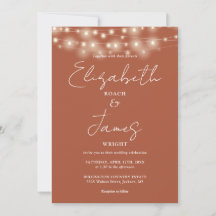 Terracotta Elegant String Lights QR Code Wedding