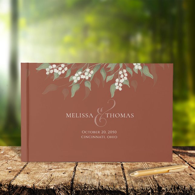 Terracotta Elegante Hochzeit Gästebuch (Terracotta greenery wedding guest book)
