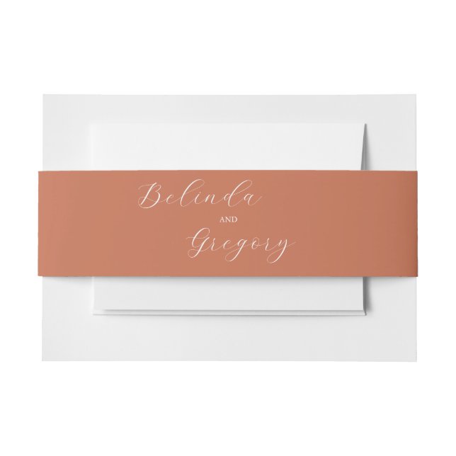 Terracotta Elegante Script Calligraphy Wedding Einladungsbanderole (Vorderseite Beispiel)