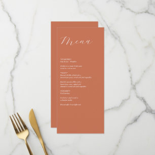 Terracotta Elegante Script Calligraphy Wedding Menükarte