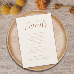 Terracotta Elegante Script Details zur Hochzeit Begleitkarte