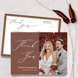 Terracotta Elegante Script Moderne Hochzeit Vielen Postkarte