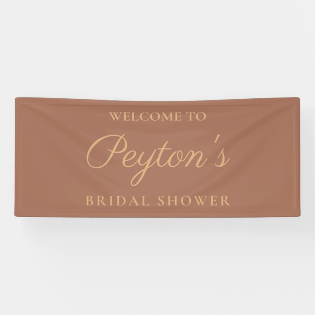 Terracotta Elegantes Script Brautparty Willkommen Banner (Horizontal)