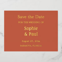 Terracotta Enregistrer la date Foil Invitation Car