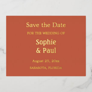 Terracotta Enregistrer la date Foil Invitation Car