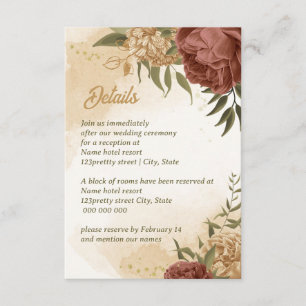 Terracotta Erden Ton Blumengrün Hochzeit Begleitkarte