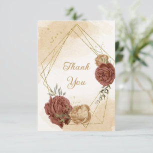 Terracotta Erden Ton Blumengrün Hochzeit Dankeskarte