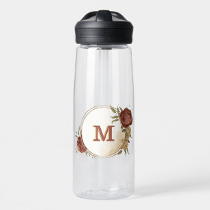 Terracotta Erden Ton Blumengrün Monogramm Trinkflasche