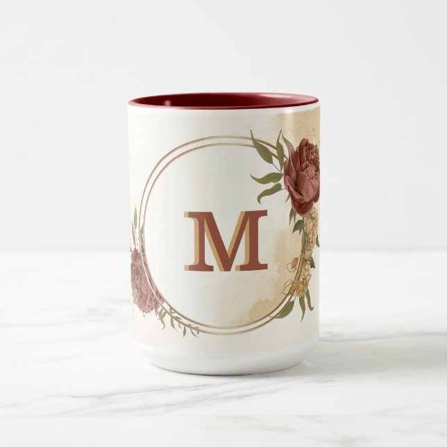 Terracotta-Erdton Blumengrün Kaffeemaschine Tasse (Zentrum)