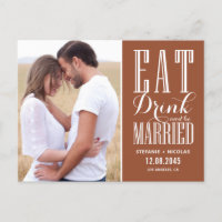 Terracotta essen Drink und Save the Date Verheirat
