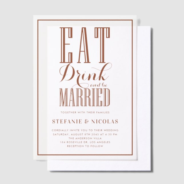 Terracotta essen, trinken und Verheiratet Hochzeit (Versetzt)