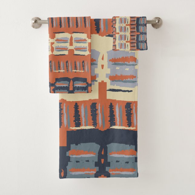 Terracotta et bandes Abstraites bleues (En situation)