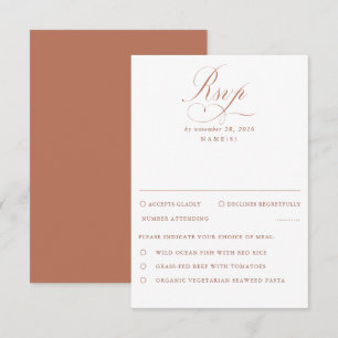 Terracotta et blanc Moderne Mariage minimal RSVP