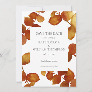 Terracotta Eucalyptus Watercolor Save the Date Einladung