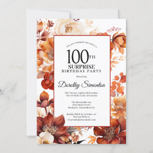 Terracotta Fall Blume 100. Überraschung Geburtstag Einladung
