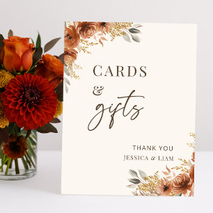 Terracotta Fall Boho Wedding Cards & Gifts Zeichen Sockelschild