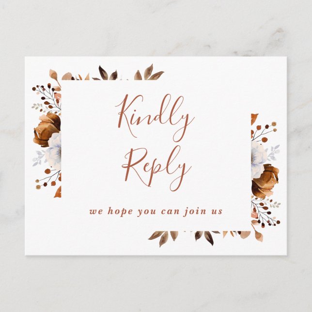 Terracotta Fall Floral Chanson Demande RSVP Carte  (Devant)