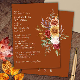 Terracotta Fall Floral Faire-part de mariage