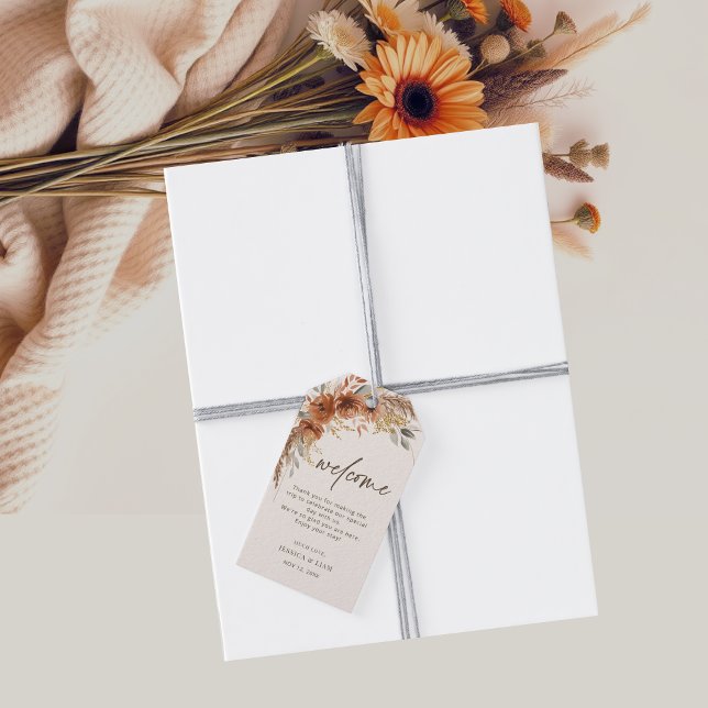Terracotta Fall Floral Wedding Welcome Bag Geschenkanhänger (Terracotta Fall Floral Wedding Welcome Bag Gift Tags)