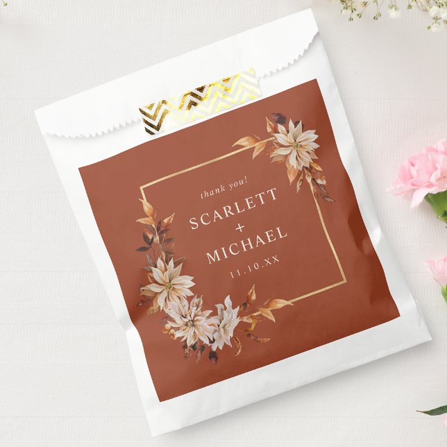 Terracotta Fall Geschenktütchen (Elegant Terracotta Fall Floral Favor Bag by Painted Paperie
)