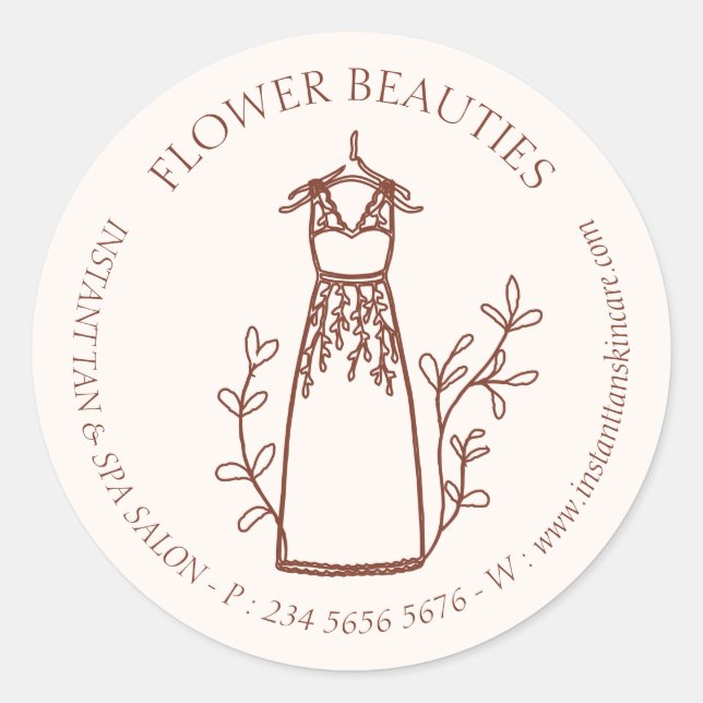 Terracotta Fashion Prom Kleid Seamstress Tailor Runder Aufkleber (Vorderseite)