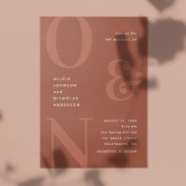 Terracotta fett gedruckte Typografie HochzeitQR-Co Einladung