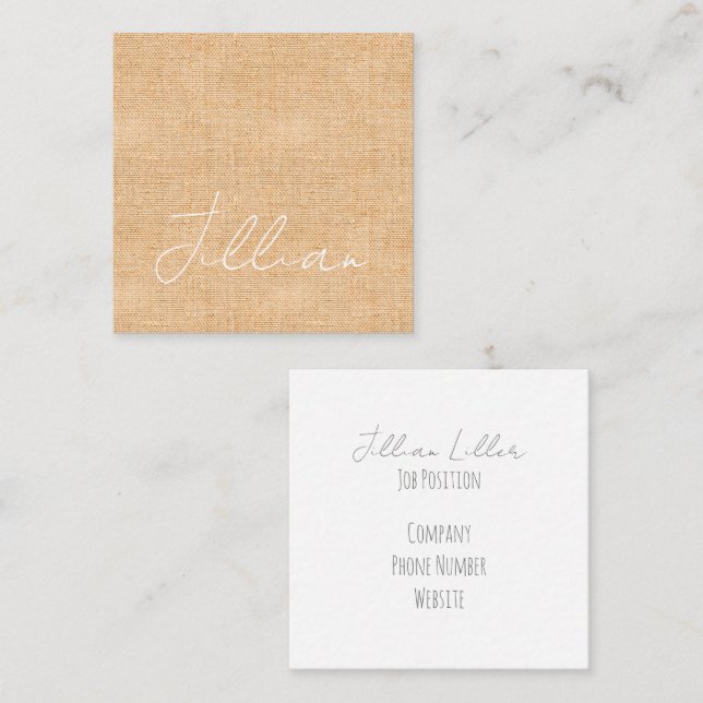 Terracotta Fine Linen Weave Name Office Quadratische Visitenkarte (Vorne/Hinten)