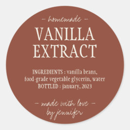 Terracotta Flasche Hausgemachtes Getränk Vanilla Runder Aufkleber