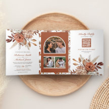 Terracotta Floral All in One QR Code Hochzeit