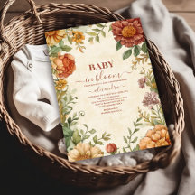 Terracotta Floral Baby in Bloom Baby Dusche