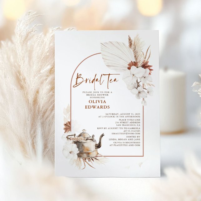 Terracotta Floral Boho Brautparty Teatro Sociale B Einladung (Bridal Tea Party Bridal Shower Invitation)