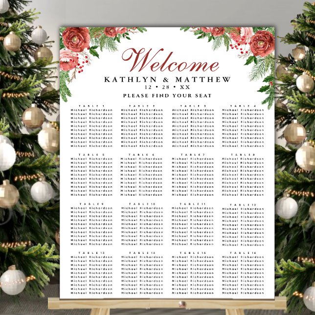 Terracotta Floral Bough Wedding 16 Table Seating Poster (Von Creator hochgeladen)