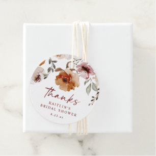 Terracotta Floral Brautparty Gefallen Tags Geschenkanhänger