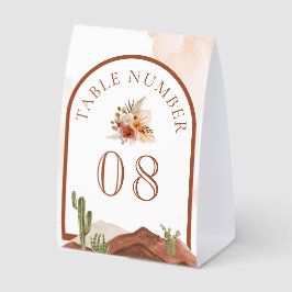 Terracotta Floral Cactus Wedding Table Number Tischaufsteller