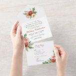 Terracotta Floral Christmas Foliage Winter Wedding All In One Einladung<br><div class="desc">Elegante Terracotta Blush Pink White Floral Weihnachten Pine Foliage Winter Hochzeit All in One Invitation Card. Laden Sie Ihre Familie, Freunde und Kollegen ein, um Ihren besonderen Tag mit dieser eleganten, stilvollen und modernen Hochzeitskarte zu feiern. Alle Texte sind so vorbereitet, dass Sie sie einfach und schnell mit Ihren eigenen...</div>