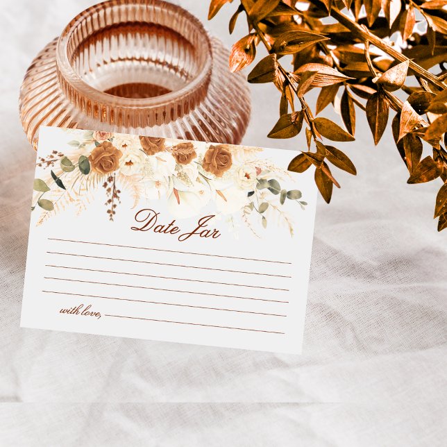Terracotta Floral Date Night Jar Game Tickets Mitteilungskarte (Von Creator hochgeladen)