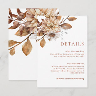 Terracotta Floral Détails du Mariage Cartes de fer