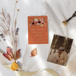 Terracotta Floral Foto Save the Date