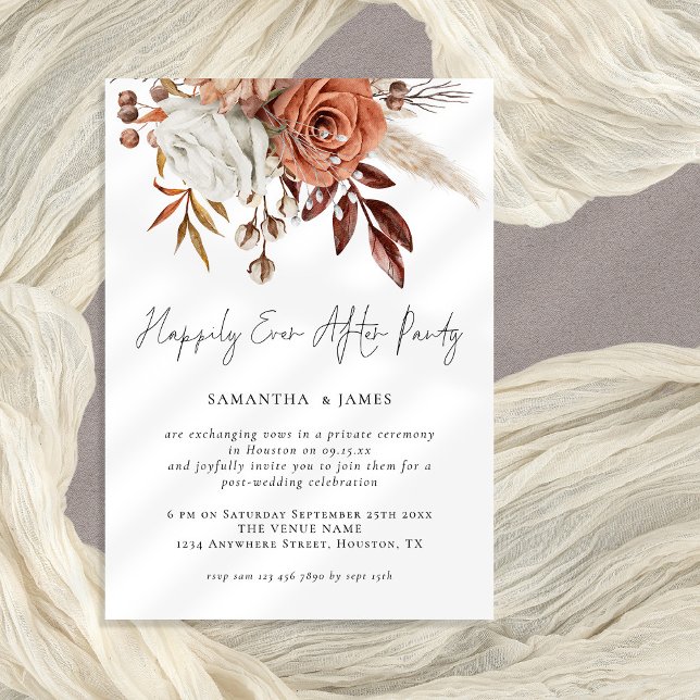 Terracotta Floral glücklich je nach Party Hochzeit Einladung (Terracotta florals happily ever after party)